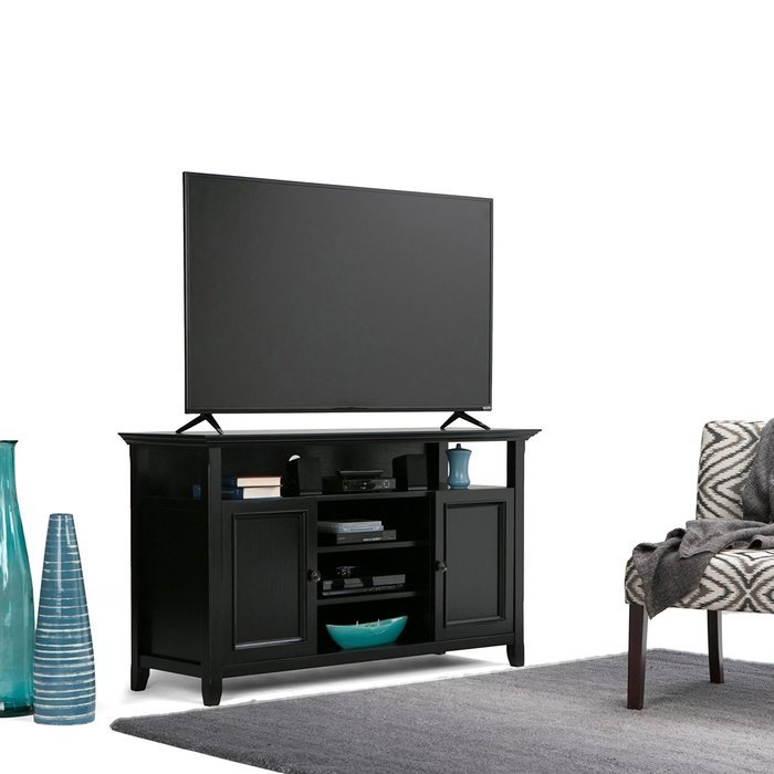 Simpli Home Amherst Tall TV Media Stand for TVs up to 60", Dark Brown N10