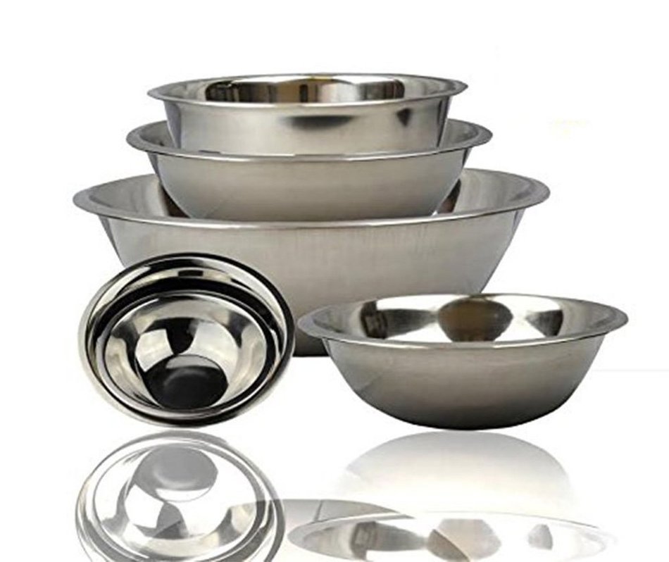 FineDine Stainless Steel Bowls, Nesting Kitchen Mixing Bowl Set | Mirror Finish [6 pieces]
