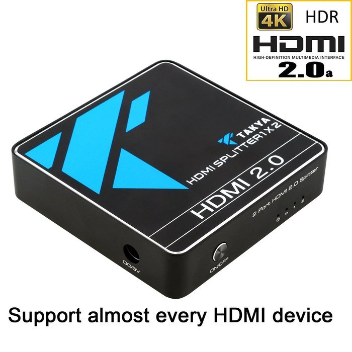 4K HDMI Splitter, Takya 1x2 HDMI Splitter Ver 1.4 Certified for 4k x 2K & 3D Support (One Input To Two Outputs) N12