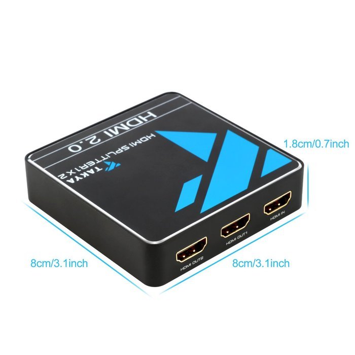 4K HDMI Splitter, Takya 1x2 HDMI Splitter Ver 1.4 Certified for 4k x 2K & 3D Support (One Input To Two Outputs) N15