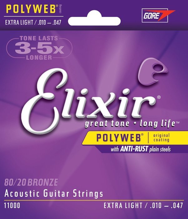 Elixir Strings 80/20 Bronze Acoustic Guitar Strings w POLYWEB Coating, Medium (.013-.056) N14