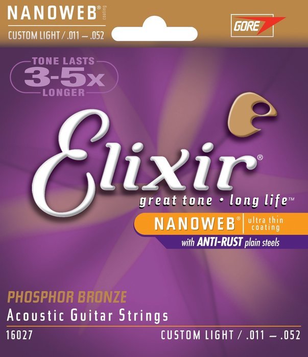 Elixir Strings 80/20 Bronze Acoustic Guitar Strings w POLYWEB Coating, Medium (.013-.056) N22