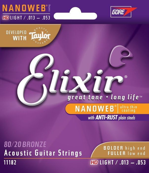 Elixir Strings 80/20 Bronze Acoustic Guitar Strings w POLYWEB Coating, Medium (.013-.056) N29