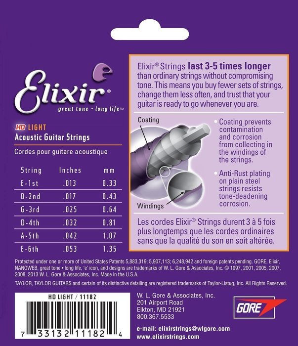 Elixir Strings 80/20 Bronze Acoustic Guitar Strings w POLYWEB Coating, Medium (.013-.056) N31
