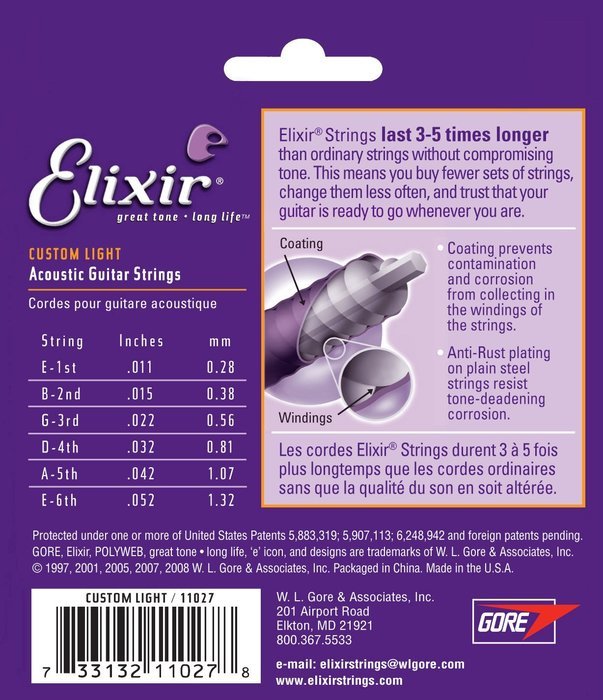 Elixir Strings 80/20 Bronze Acoustic Guitar Strings w POLYWEB Coating, Medium (.013-.056) N37