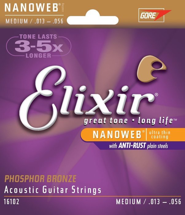 Elixir Strings 80/20 Bronze Acoustic Guitar Strings w POLYWEB Coating, Medium (.013-.056) N47