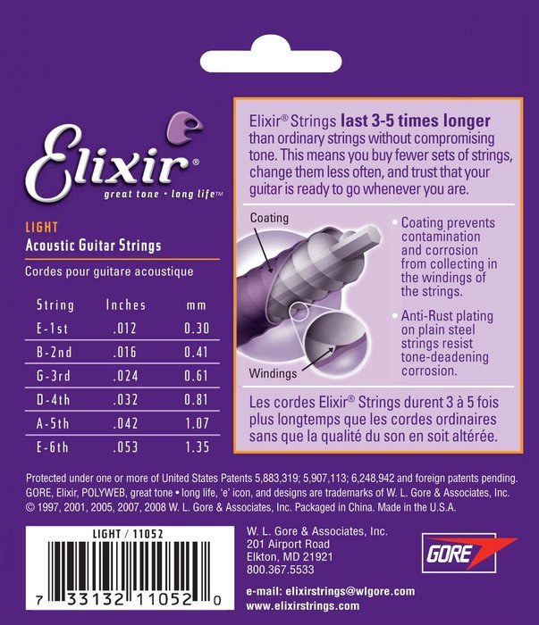 Elixir Strings 80/20 Bronze Acoustic Guitar Strings w POLYWEB Coating, Medium (.013-.056) N51