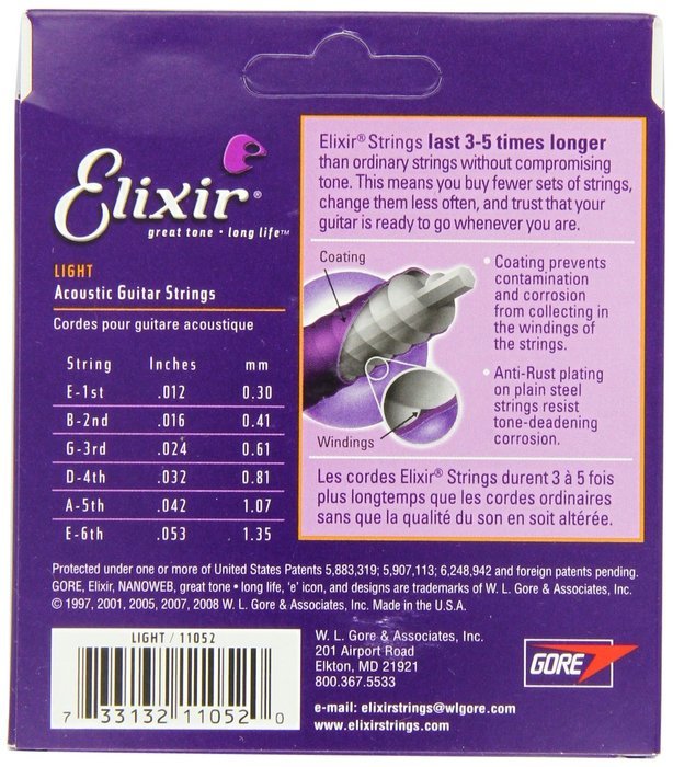 Elixir Strings 80/20 Bronze Acoustic Guitar Strings w POLYWEB Coating, Medium (.013-.056) N52