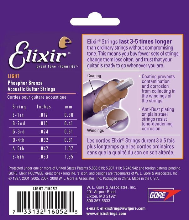 Elixir Strings 80/20 Bronze Acoustic Guitar Strings w POLYWEB Coating, Medium (.013-.056) N62