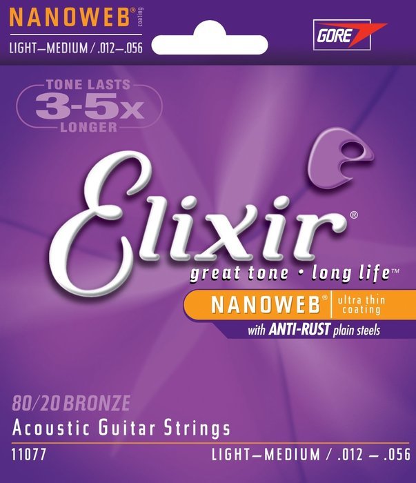 Elixir Strings 80/20 Bronze Acoustic Guitar Strings w POLYWEB Coating, Medium (.013-.056) N65