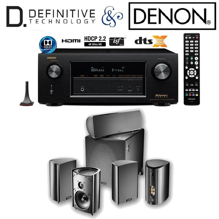 Denon AVR-X3200W Receiver Bundle with Definitive Technology ProCinema 800 Speaker System (Black)