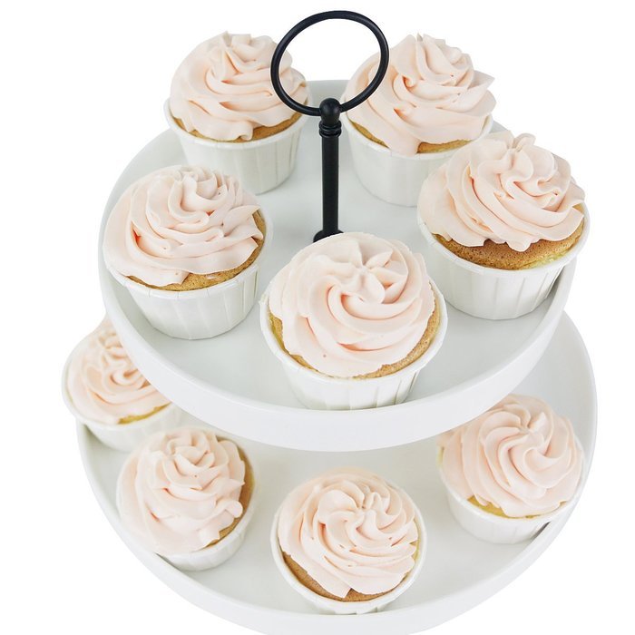 Porcelain Cupcake Stand - 2 Tier Dessert Platter for Wedding Party, White - by Sweese N3
