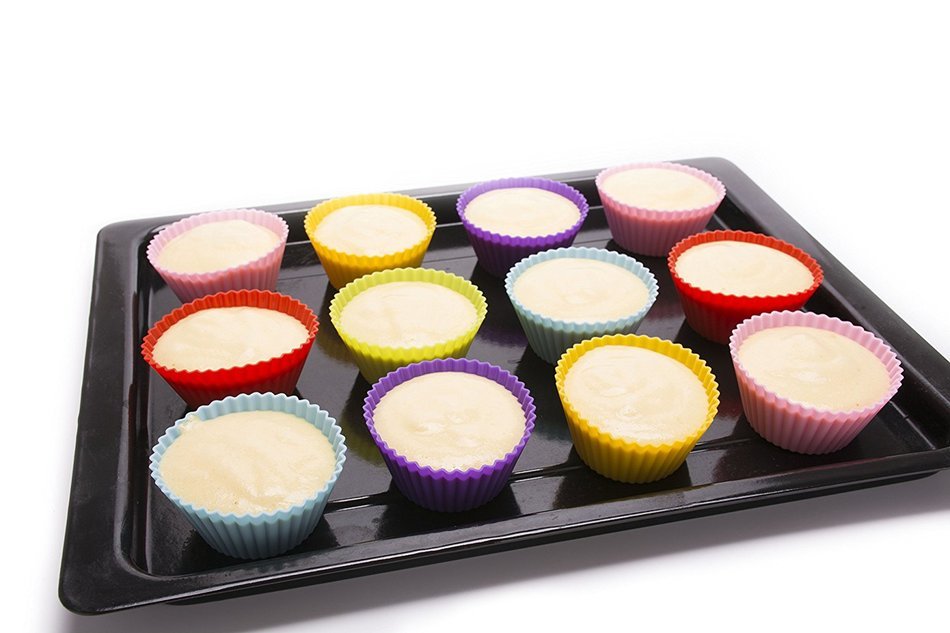 LAVAVIDA Silicone Baking Cups, 24 Pack 6 Colors Cupcake Liners, Reusable & Nonstick Muffin Cups Cake Molds N6