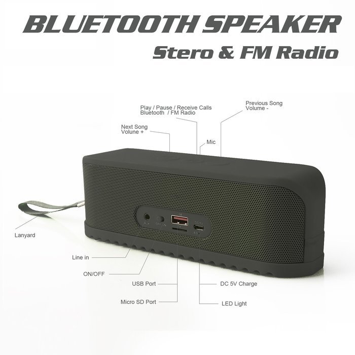 KONG KIM Bluetooth Portable Speaker with Stereo Sound-Wireless, TF Card, AUX, FM Radio + Speakerphone - Compatible... N9