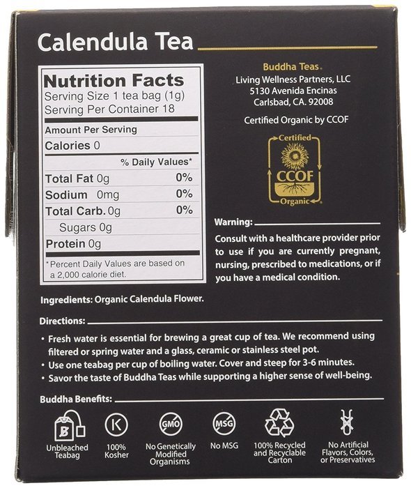 1 X Calendula Flower Tea - Organic Herbs - 18 Bleach Free Tea Bags N3