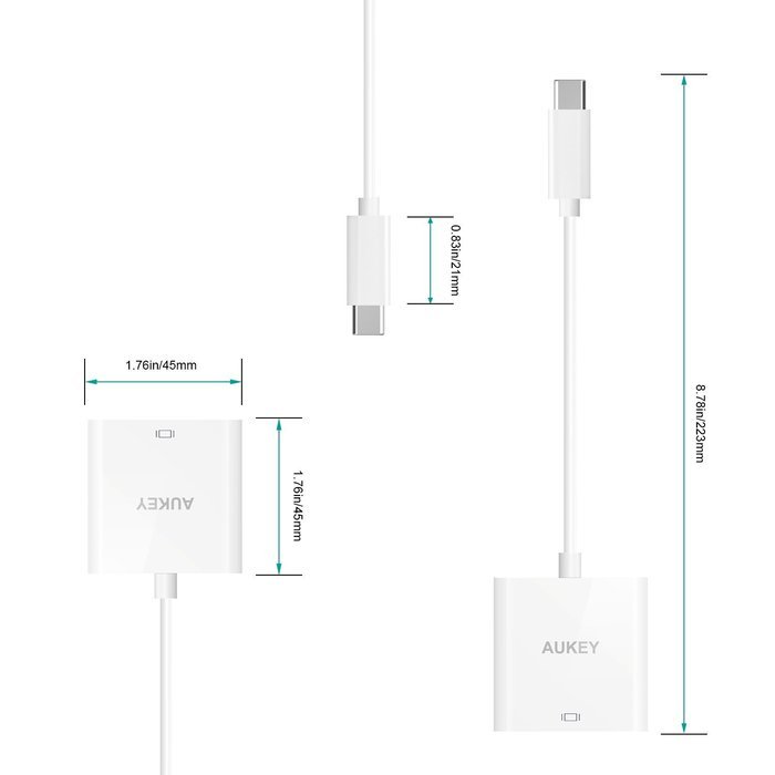 AUKEY USB C to VGA Adapter, 1080P Supported for MacBook and Google Chromebook Pixel and More N2