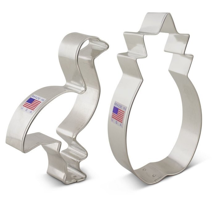 Tropical Cookie Cutter Set - 2 Piece - Flamingo and Pineapple &ndash; Ann Clark &ndash; US Tin Plated Steel