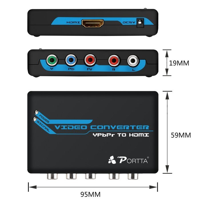 Portta PETRHP YPbPr Component RGB + R/L to HDMI Converter v1.3 support LPCM N4
