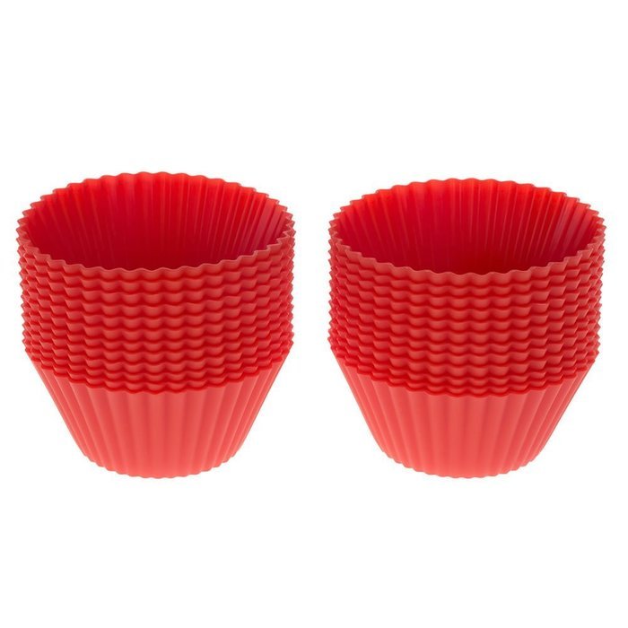 LAVAVIDA Silicone Cupcake Liners Red, 24 Pack Muffin Holders, Resuable and Nonstick Baking Cups, Standard Size... N3