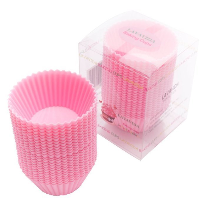 LAVAVIDA Silicone Cupcake Liners Red, 24 Pack Muffin Holders, Resuable and Nonstick Baking Cups, Standard Size... N7