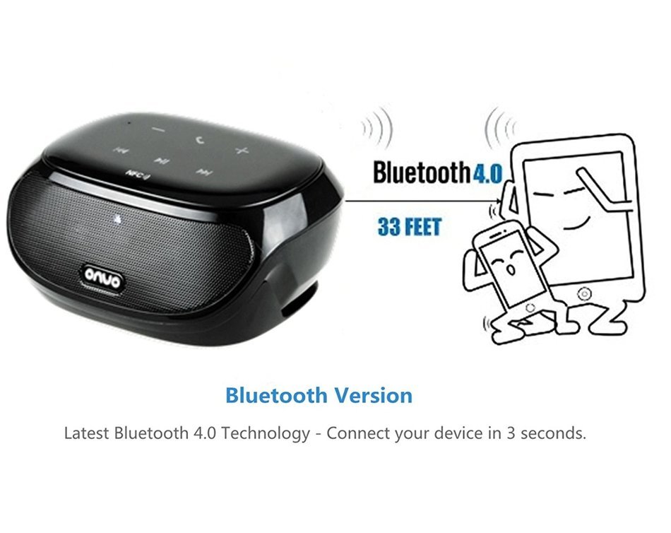 ONVO AJ-81 Black Portable Wireless Bluetooth 4.0 Speaker Powerful Sound for Apple & Other Smartphone Devices N4