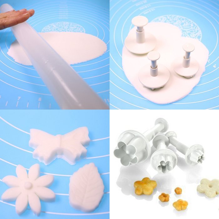 33 piece cake decorating / sugarcraft set with cutters / plungers for flowers / leaf / shapes by Kurtzy TM N3