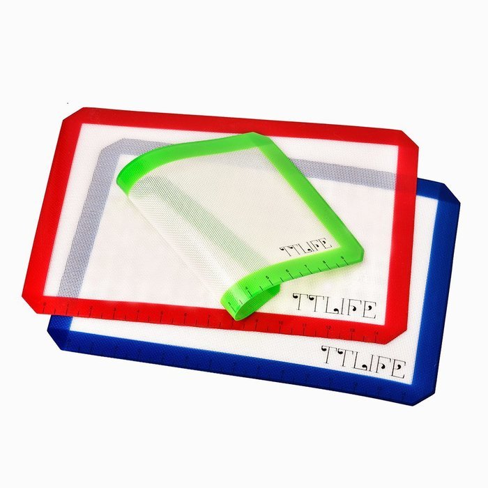 TTLIFE Set of 3 Silicone Baking Mat with Measurements- 2 X Standard Half Sheet, 1 X Toaster Oven - Nonstick Heat... N8