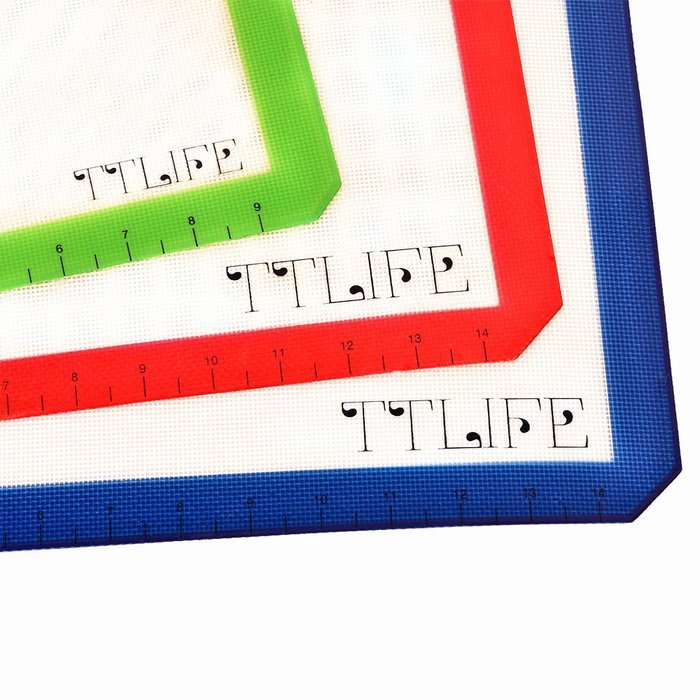 TTLIFE Set of 3 Silicone Baking Mat with Measurements- 2 X Standard Half Sheet, 1 X Toaster Oven - Nonstick Heat... N9