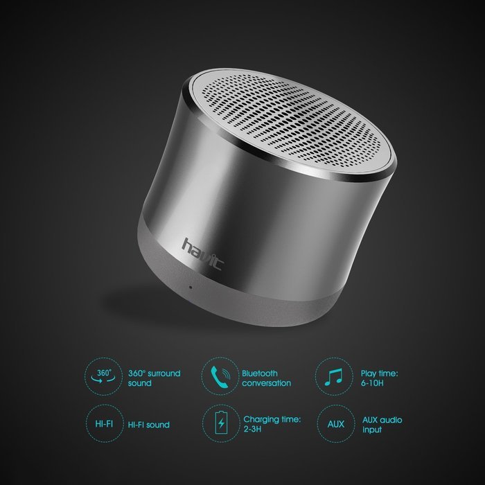 Havit HV-SK560BT Super Bass Bluetooth Speaker- Ultra Mini Metal Construction with Hands-free Function, Built-in... N2