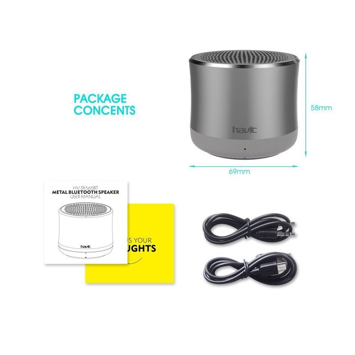 Havit HV-SK560BT Super Bass Bluetooth Speaker- Ultra Mini Metal Construction with Hands-free Function, Built-in... N10
