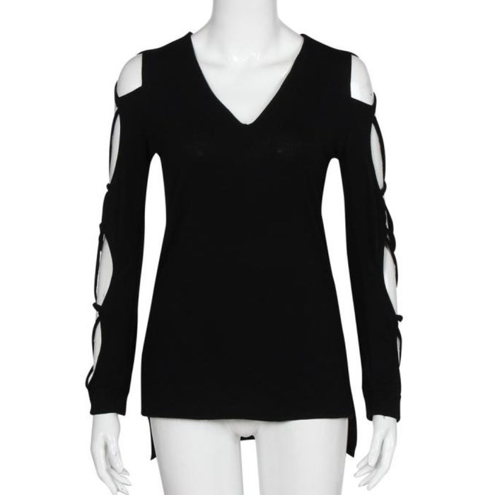 AIMTOPPY Fashion Women Casual Shirts Tops Club Sexy Hollow Sleeve Shirt Blouse (S, Red) N7