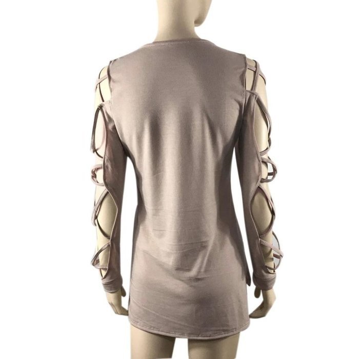 AIMTOPPY Fashion Women Casual Shirts Tops Club Sexy Hollow Sleeve Shirt Blouse (S, Red) N14