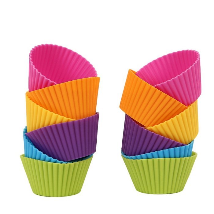 Mango Spot Silicone Baking Cups , Cupcake Liners , Truffle Cups - 12 Pack, 6 Colors N4