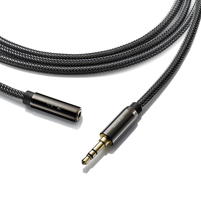 Zeskit 6&rsquo; Premium Audio Cable &mdash; 3.5mm, Braided Nylon Stereo Audio Cable (Male to Female) N3
