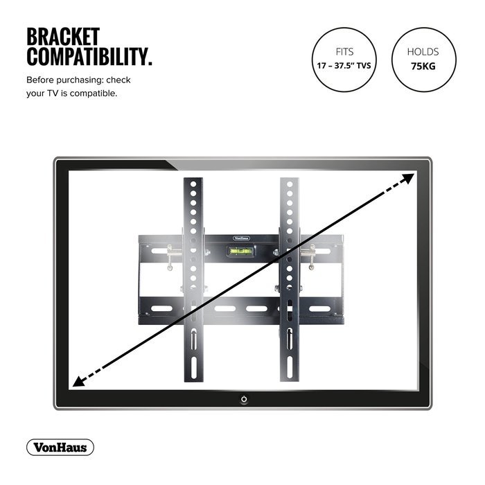 VonHaus TV WALL MOUNT Fits All Models LCD, LED & Plasma TV - Samsung Sony Philips Toshiba - (17 - 37.5") - Super-Strength... N3