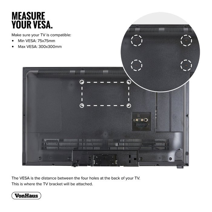 VonHaus TV WALL MOUNT Fits All Models LCD, LED & Plasma TV - Samsung Sony Philips Toshiba - (17 - 37.5") - Super-Strength... N7