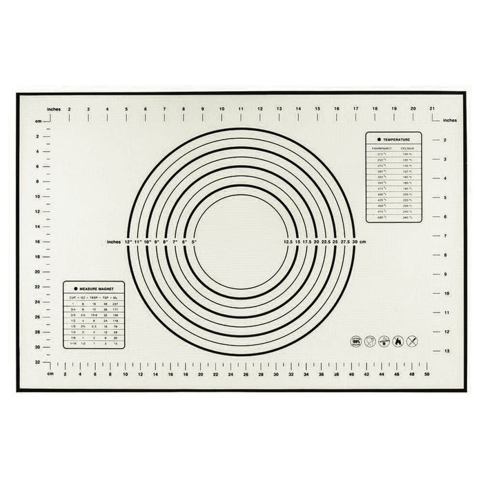 Black Large Size 60 x 40 cm Non Stick Silicone Baking Liner Pastry Mat Sheet with Measurements * FREE SHIPPING * N2