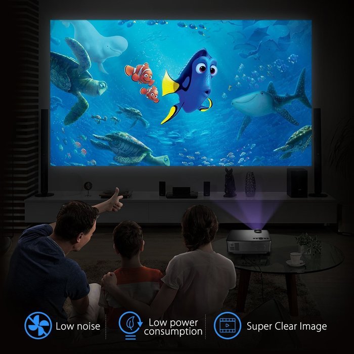 Victsing LCD Video Projector Mini Portable HD 1080P LED Multimedia Projector, High Resolution for Video Movie... N7
