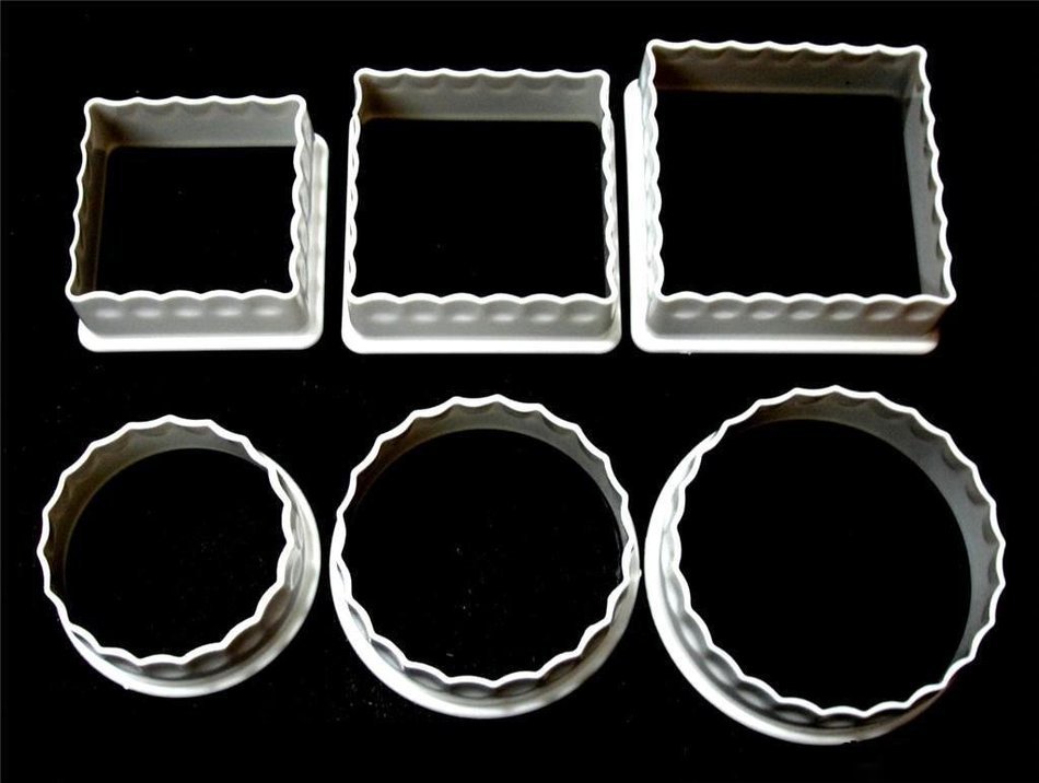 1 X 6 Plastic Fluted Cookie Cutters Square Round Assorted Biscuit