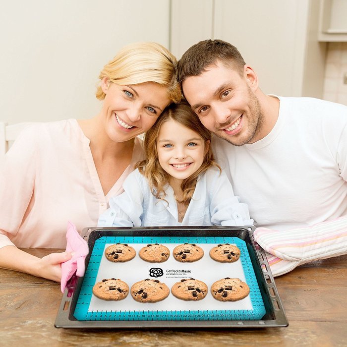 SILICONE BAKING MAT SET COOLING RACK ACCESSORY - 1 Rectangular (Half Sheet 16.5" x 11 5/8") /1 Round (9" Perfect...