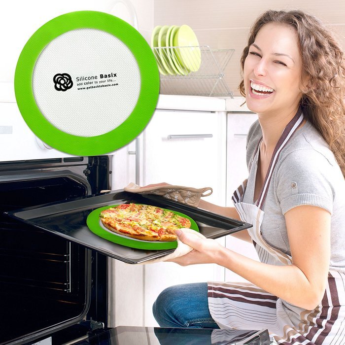 SILICONE BAKING MAT SET COOLING RACK ACCESSORY - 1 Rectangular (Half Sheet 16.5" x 11 5/8") /1 Round (9" Perfect... N2