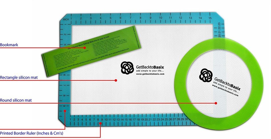 SILICONE BAKING MAT SET COOLING RACK ACCESSORY - 1 Rectangular (Half Sheet 16.5" x 11 5/8") /1 Round (9" Perfect... N6
