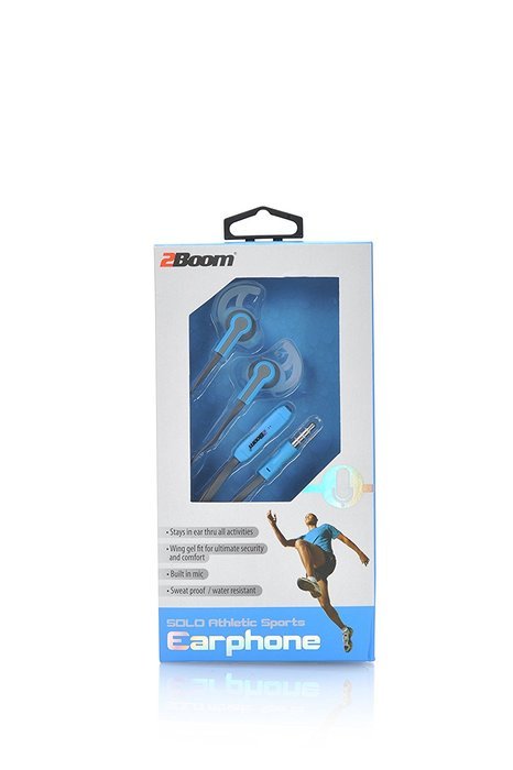 2BOOM SOLO Athletic Sports Wired Earbuds Headphones with Microphone White N10