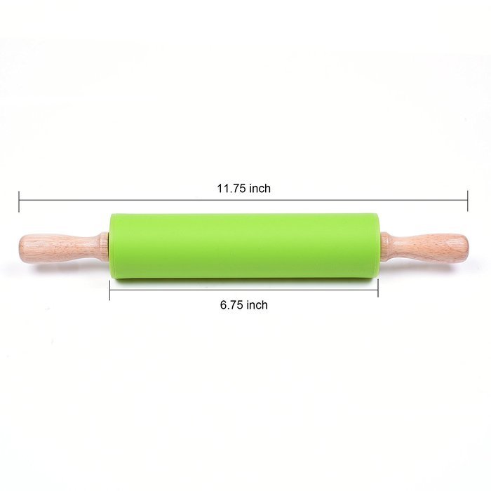 KLOUD City&reg; Wooden Handle Silicone Home Kitchen Cake Rolling Pin (Random color 11.75 inch)