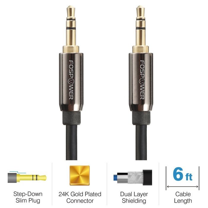 FosPower [25ft] 3.5mm Male to 3.5mm Male [AUX] Stereo Audio Cable - Step Down Design Auxiliary Cable for iPhone... N13