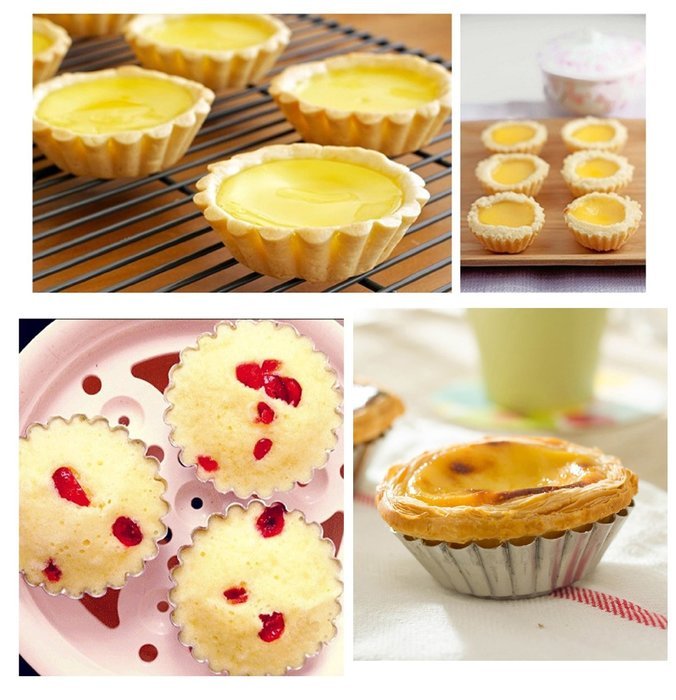 Tosnail 50pcs Egg Tart Aluminum Cupcake Cake Cookie Mold Tin Baking Tool Baking Cups N2