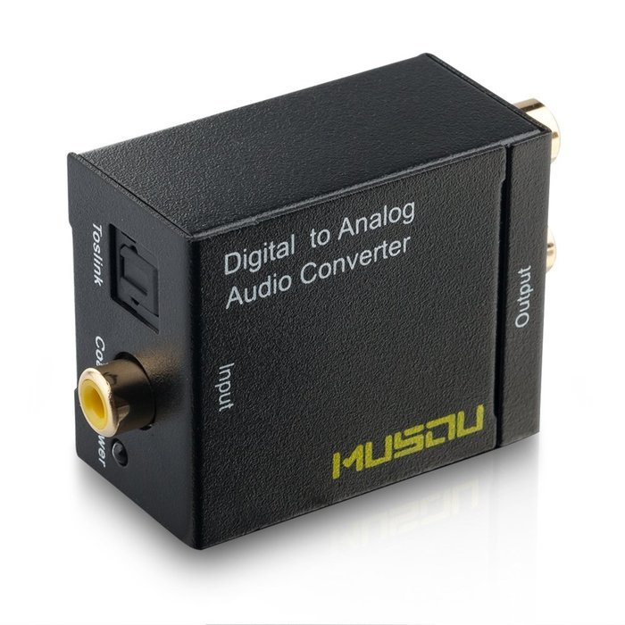 Musou Digital Optical Coax to Analog RCA Audio Converter Adapter with Fiber Cable N2