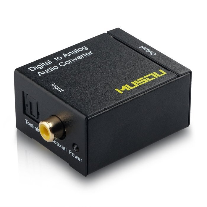 Musou Digital Optical Coax to Analog RCA Audio Converter Adapter with Fiber Cable N3