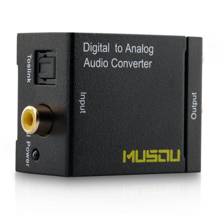 Musou Digital Optical Coax to Analog RCA Audio Converter Adapter with Fiber Cable N5