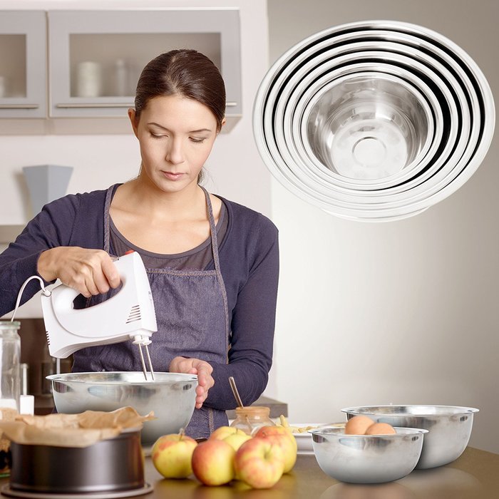Heavy Duty Stainless Steel Mixing Bowls &ndash; Set of 6 Different Sizes - by Product Stop N4